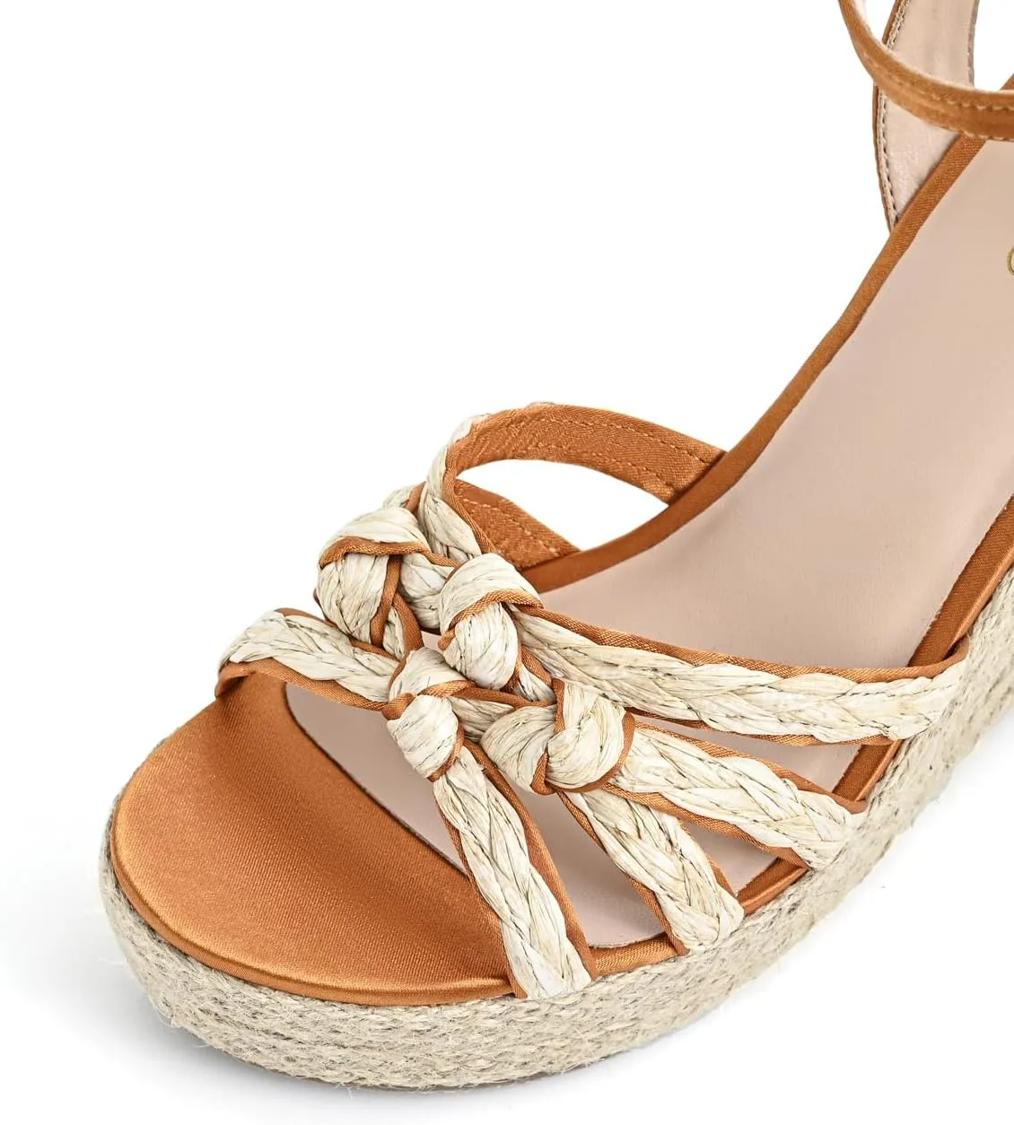 Open Toe Wedge Sandals for Women Espadrilles Platform Braided Strappy Sandals Comfortable Slip on High Heel Summer Wedges Sandals Dressy Shoes with Adjustable Ankle Strap