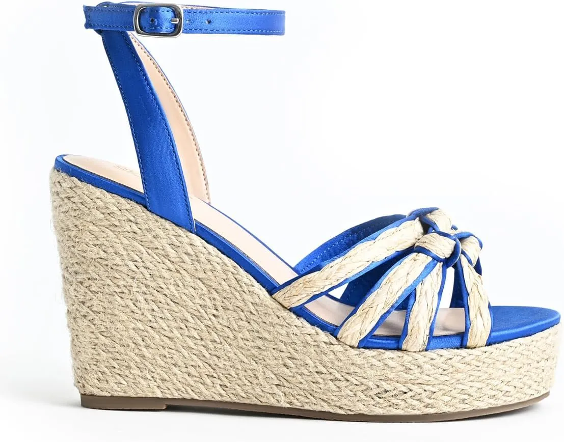 Open Toe Wedge Sandals for Women Espadrilles Platform Braided Strappy Sandals Comfortable Slip on High Heel Summer Wedges Sandals Dressy Shoes with Adjustable Ankle Strap