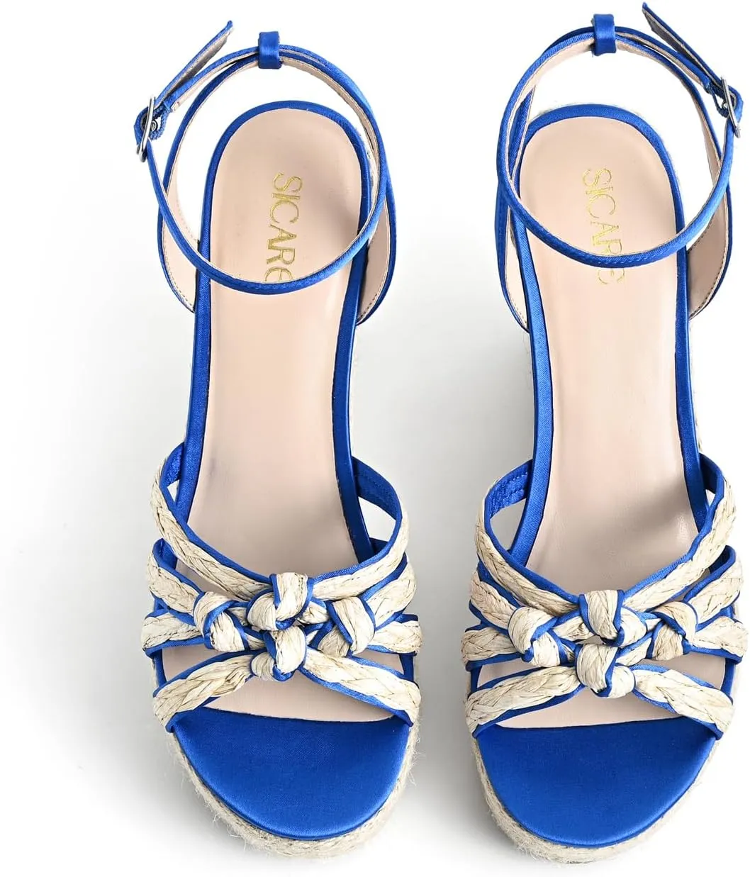 Open Toe Wedge Sandals for Women Espadrilles Platform Braided Strappy Sandals Comfortable Slip on High Heel Summer Wedges Sandals Dressy Shoes with Adjustable Ankle Strap