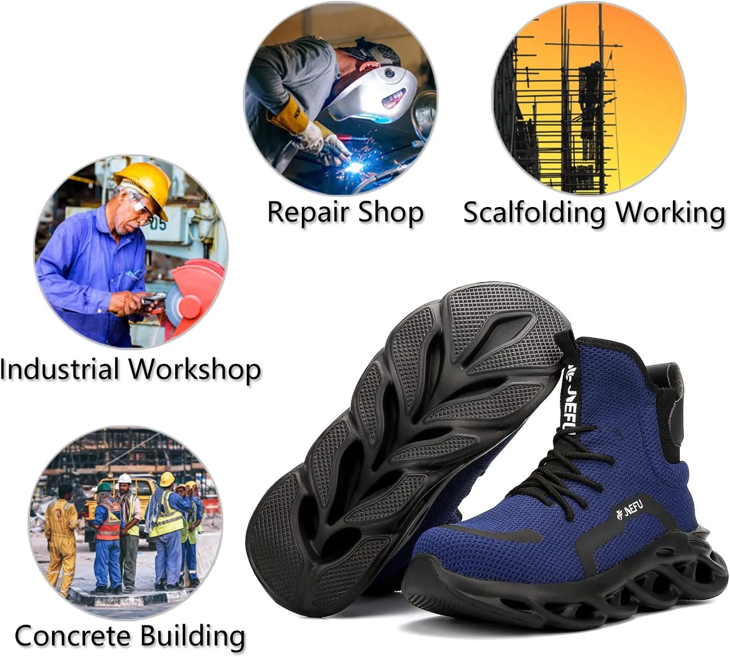ORISTACO Work Safety Boots Breathable Lightweight Steel Toe Industrial Construction Landscaping Tennis Sneakers