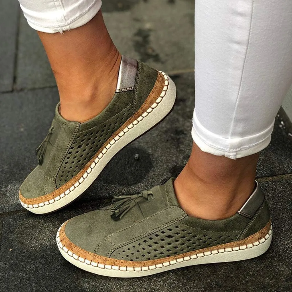 Orthopedic Shoes for Women Casual Breathable Hollow Out Closed Toe Sneakers Summer Lightweight Slip On Low Cut Walking Shoes Trendy Color Block Platform Flats Loafers