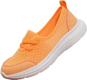 Orthopedic Shoes for Women Lightweight Breathable Mesh Holllow Out Slip-On Knitted Sneakers Casual Comfortable Low Cut Walking Sneakers with Arch Support