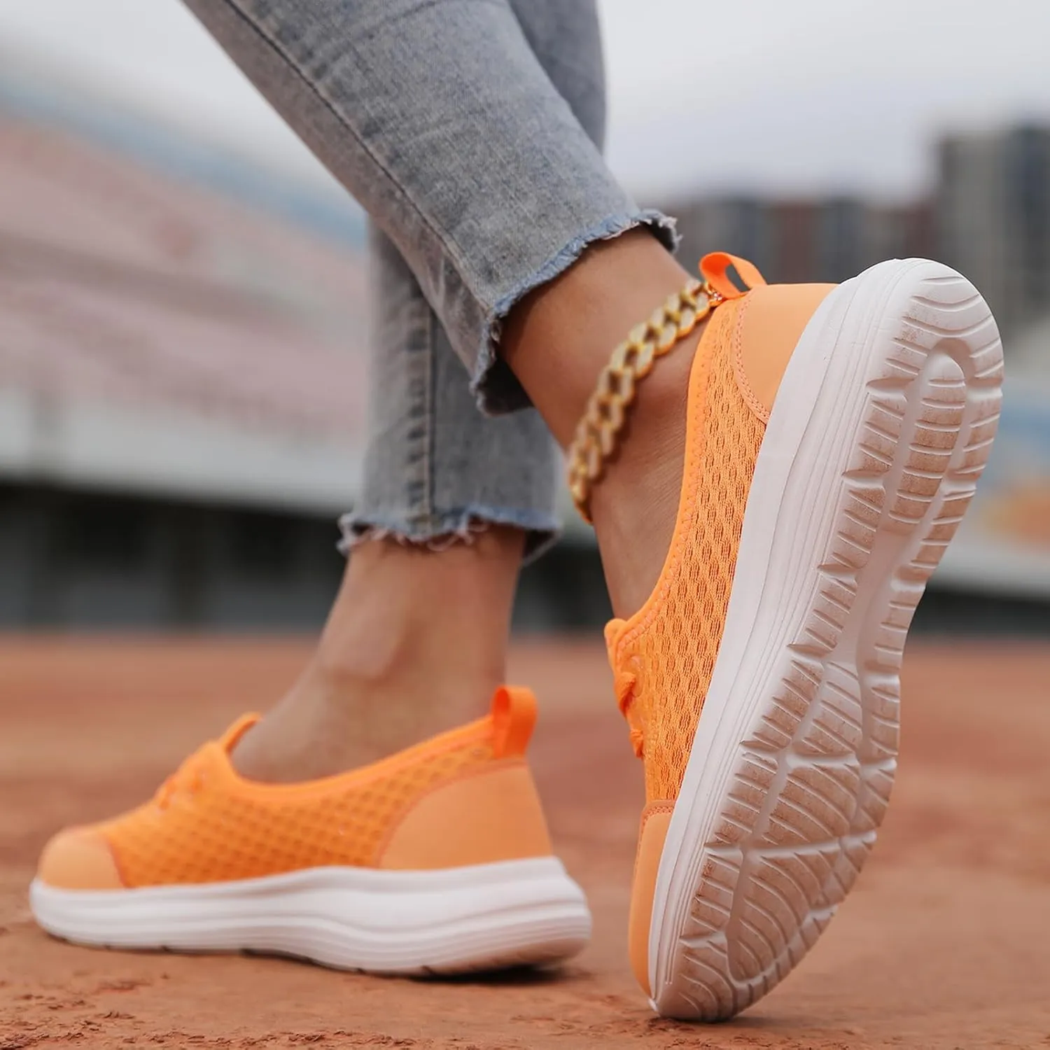 Orthopedic Shoes for Women Lightweight Breathable Mesh Holllow Out Slip-On Knitted Sneakers Casual Comfortable Low Cut Walking Sneakers with Arch Support