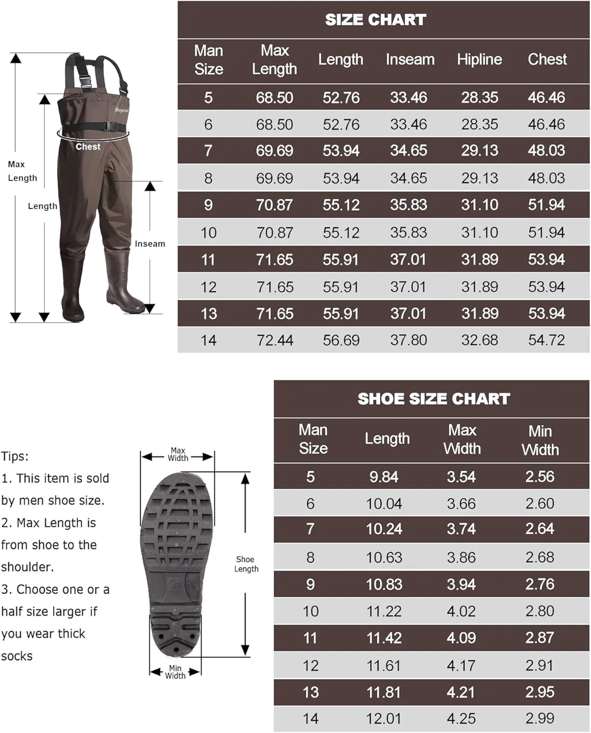 OXYVAN Chest Waders with Boots for Men & Women, Nylon/PVC Lightweight Fishing Wader with Boots Hanger