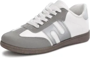 Padgene Women's Classic Retro Gum Sole Fashion Sneakers Casual Tennis Leather Skate Shoes Anti Slip Footwear for Women Walking Trainers