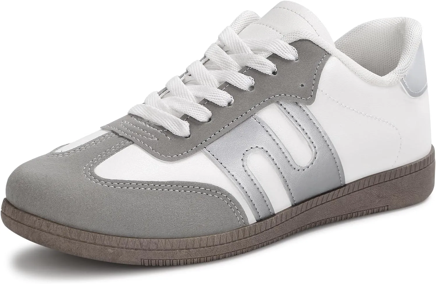 Padgene Women's Classic Retro Gum Sole Fashion Sneakers Casual Tennis Leather Skate Shoes Anti Slip Footwear for Women Walking Trainers