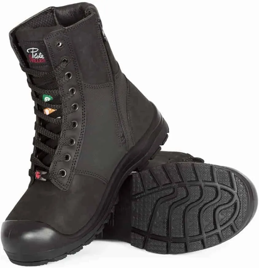 P&F Workwear 8" Steel toe work boots for Women | with zipper - PF368