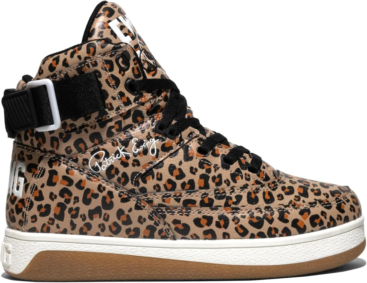 PATRICK EWING ATHLETICS Women's 33 HI ORION Leopard Sneakers – Retro Hybrid Design, Vegan Upper