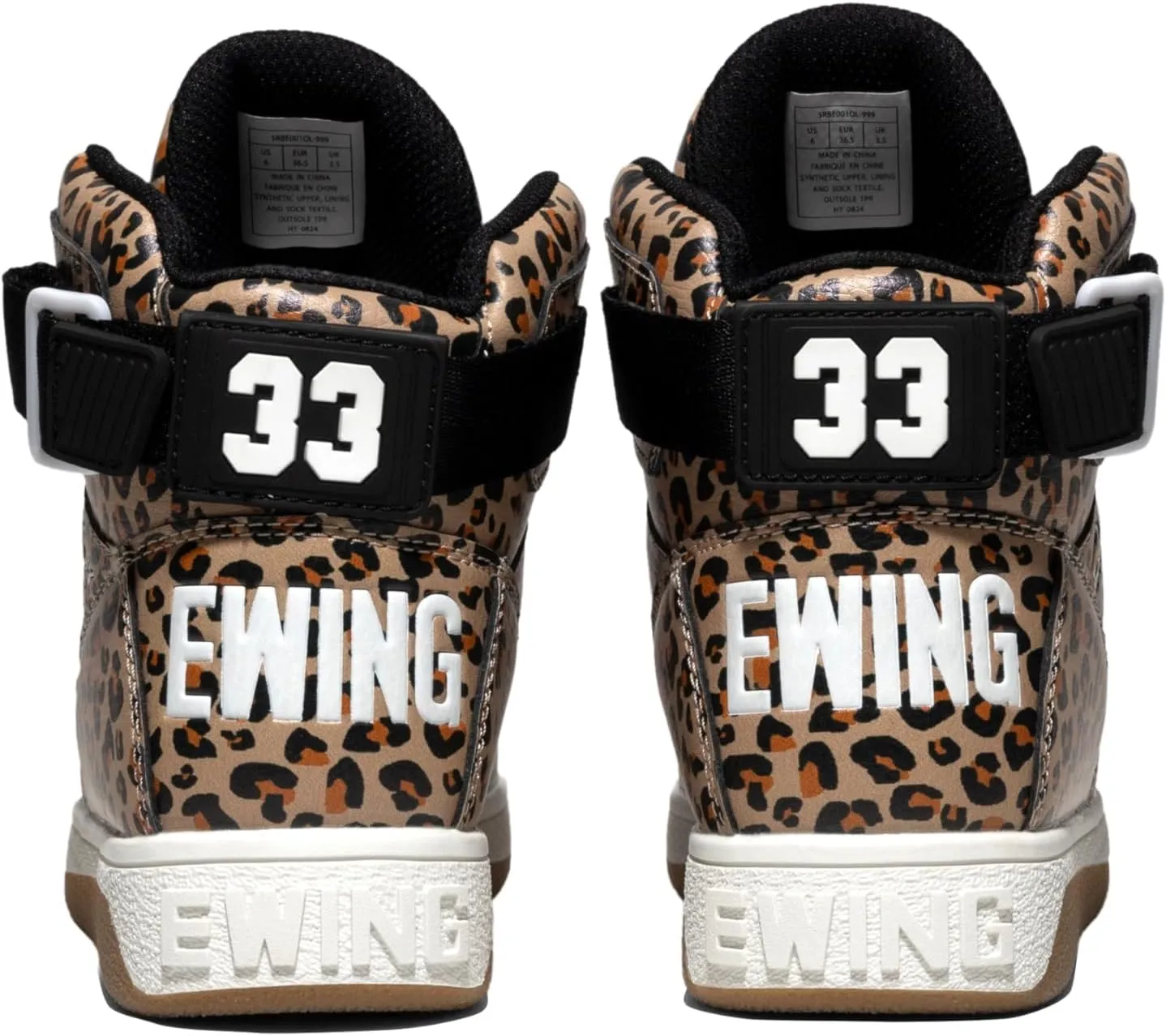 PATRICK EWING ATHLETICS Women's 33 HI ORION Leopard Sneakers – Retro Hybrid Design, Vegan Upper