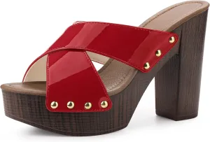 Perphy Platform Crisscross Strap Chunky Heels Sandals for Women