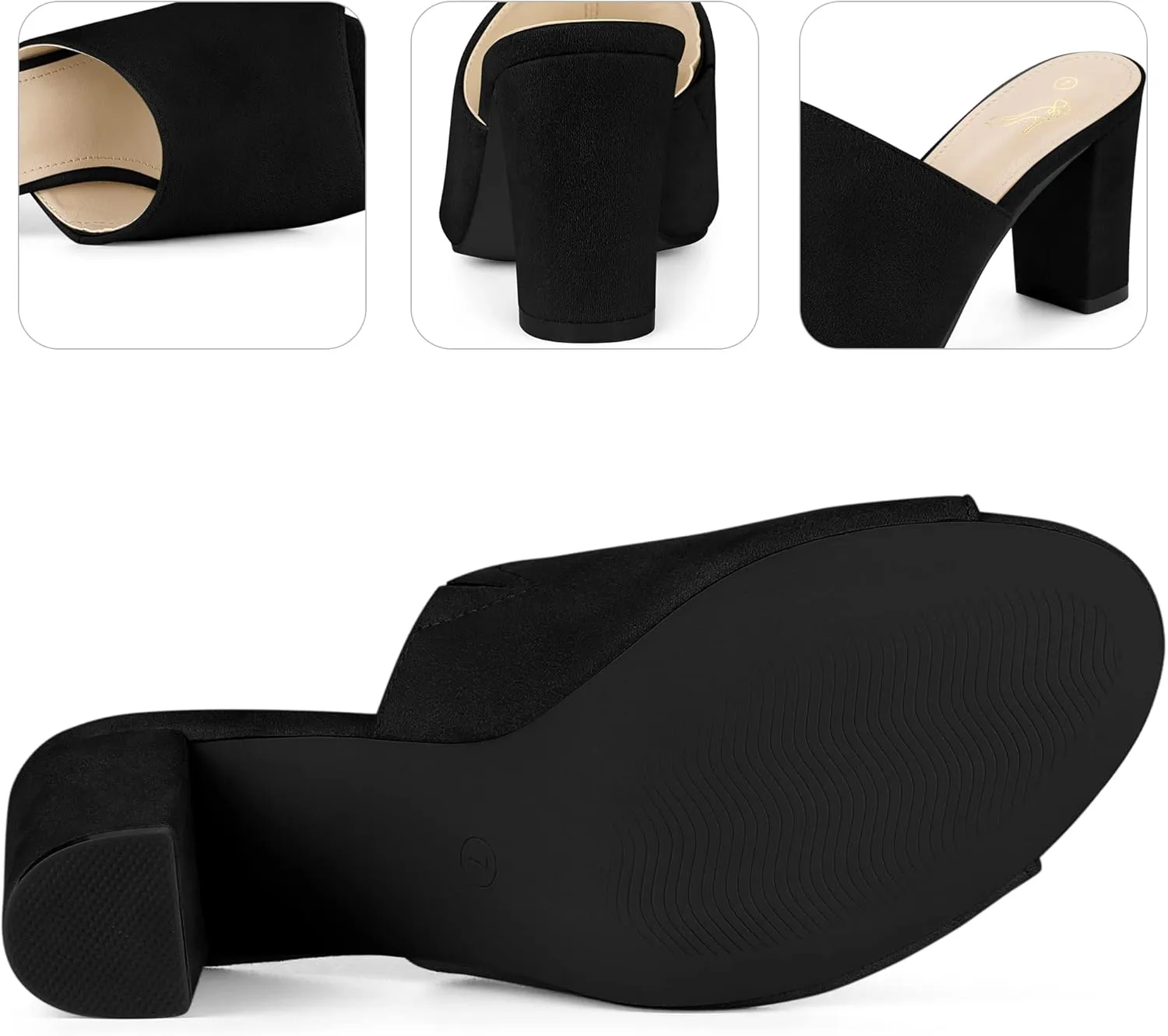 Perphy Slip on Chunky Heels Mules Slide Sandals for Women