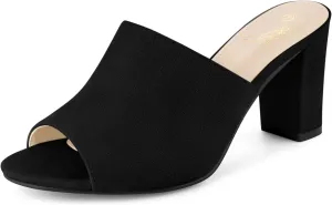 Perphy Slip on Chunky Heels Mules Slide Sandals for Women