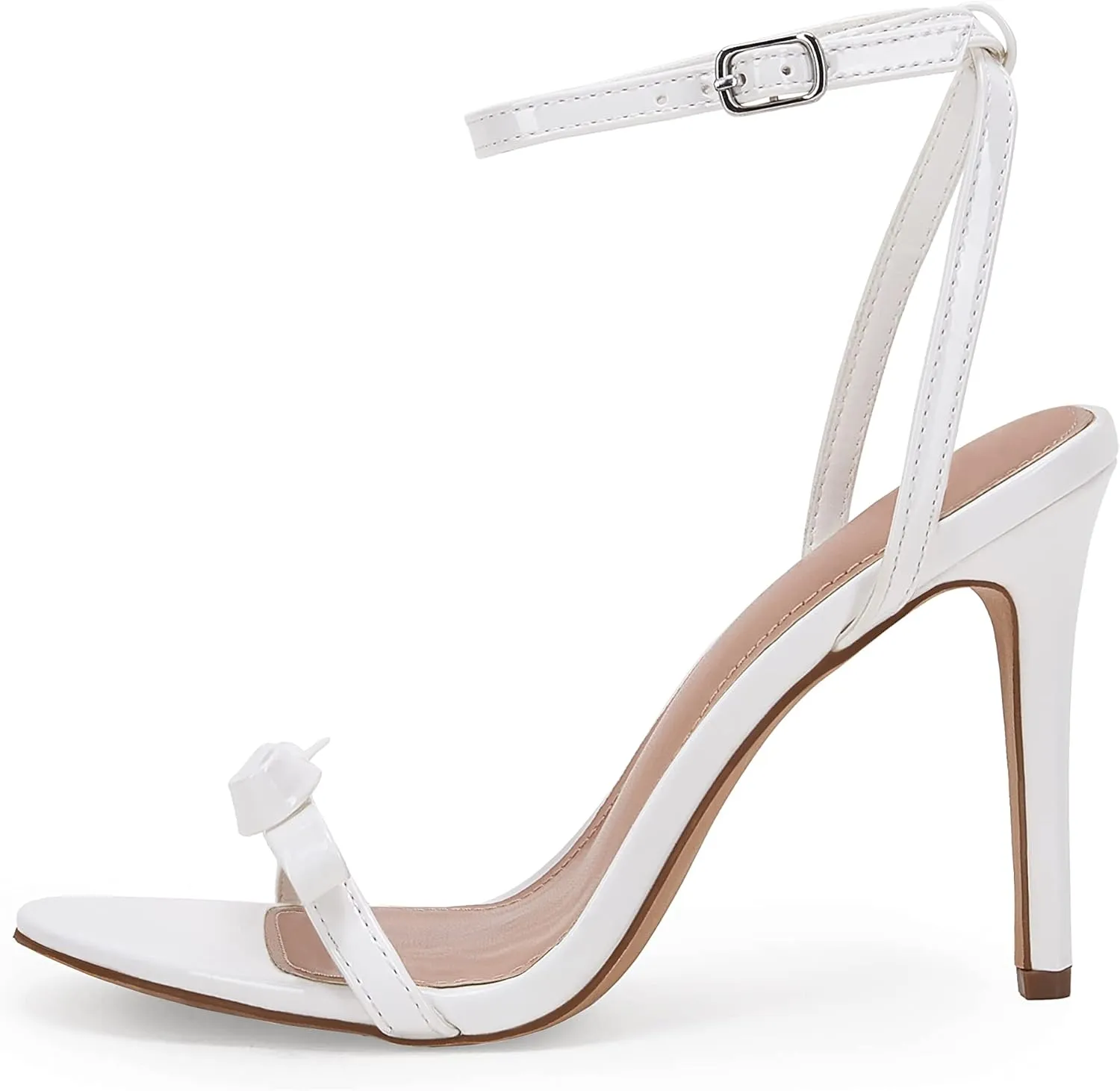 PiePieBuy Womens Bowknot Heeled Sandals Ankle Strap Buckle Open Toe High Stiletto Heel Pump Dress Party Shoes