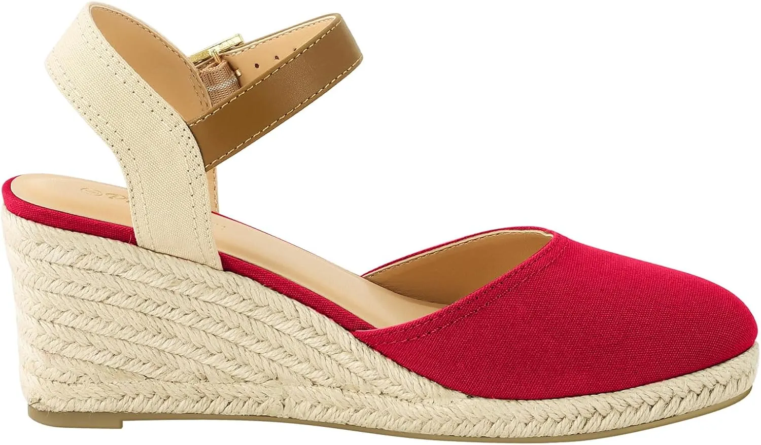 PIZZ ANNU Women's Espadrille Low Wedge Heel Sandals with Buckle Ankle Strap Close Toe Casual Dressy Summer Platform Shoes