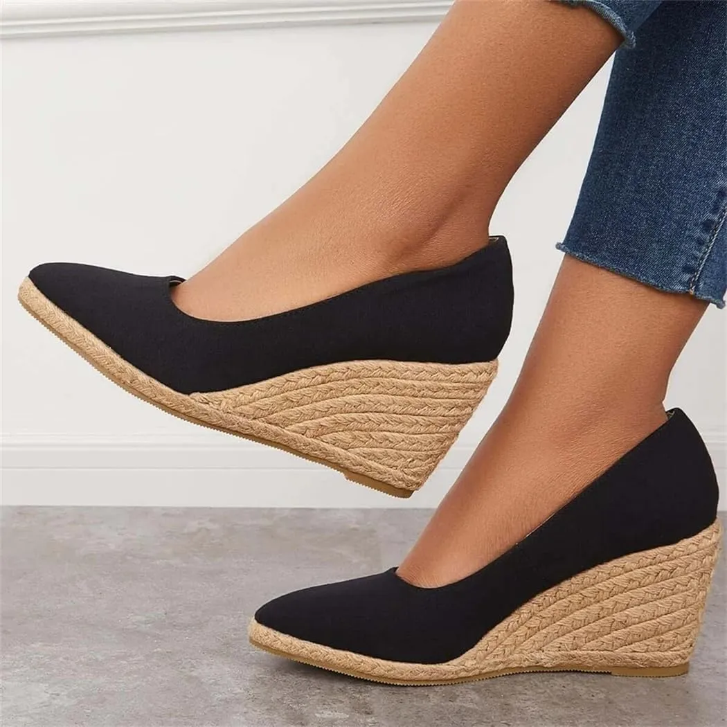 Platform Espadrilles Wedge Sandals Closed Toe Slip on Pumps