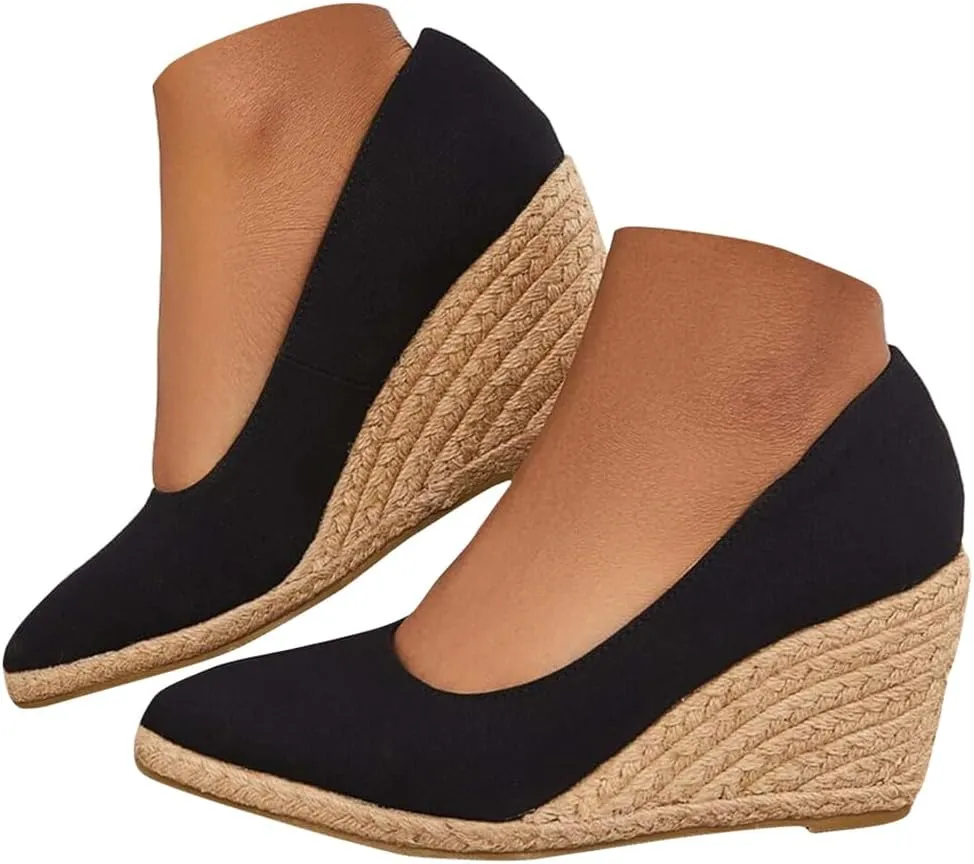 Platform Espadrilles Wedge Sandals Closed Toe Slip on Pumps