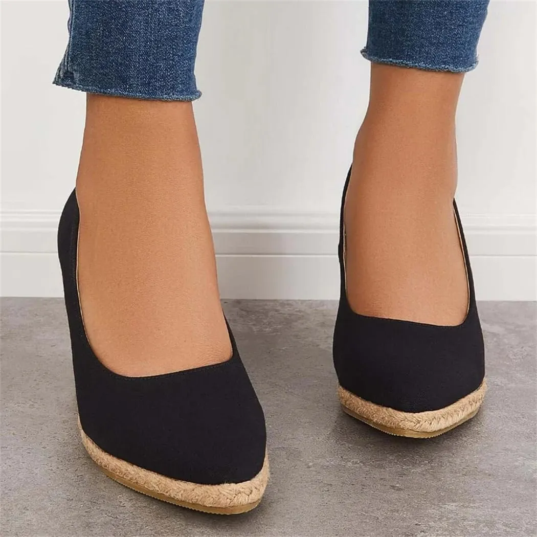 Platform Espadrilles Wedge Sandals Closed Toe Slip on Pumps