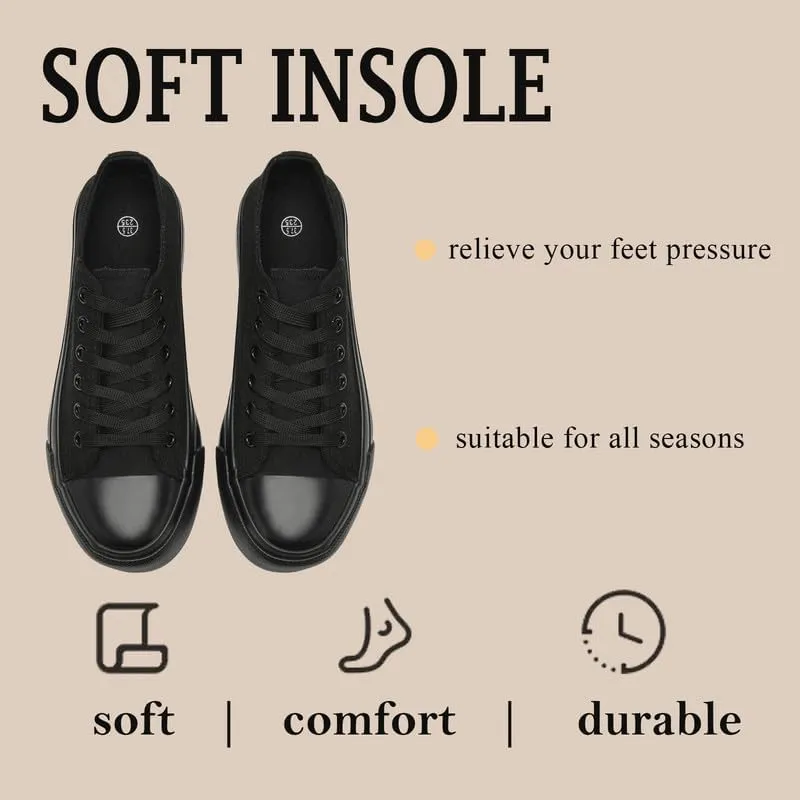 Platform Sneakers for Women Men Low Top Canvas Shoes for Women Classic Lace Up Canvas Platform Shoes Casual Tennis Walking Sneakers