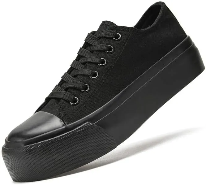 Platform Sneakers for Women Men Low Top Canvas Shoes for Women Classic Lace Up Canvas Platform Shoes Casual Tennis Walking Sneakers