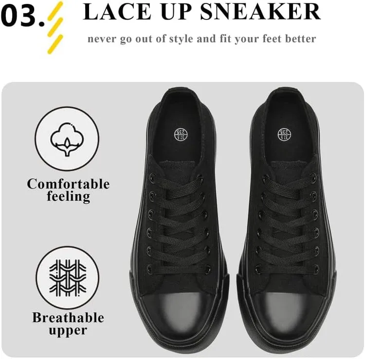 Platform Sneakers for Women Men Low Top Canvas Shoes for Women Classic Lace Up Canvas Platform Shoes Casual Tennis Walking Sneakers