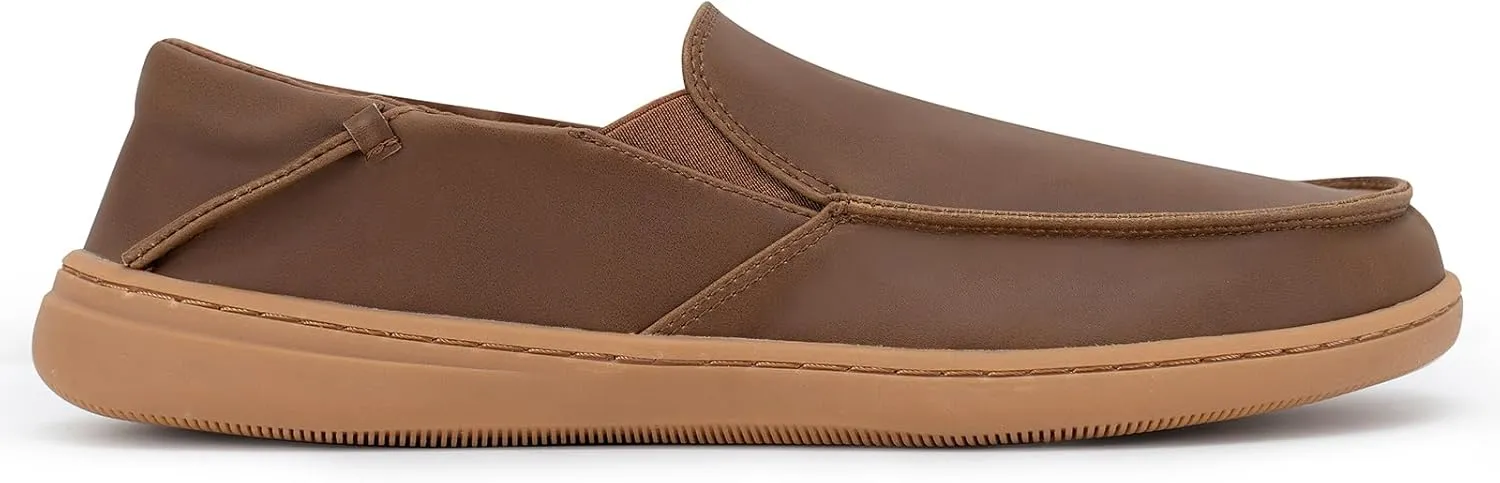 Pulltop Men's Barefoot Wide Toe Box Shoes - Zero Drop Leather Slip On Dress Shoes Non Slip Walking Shoes for Men