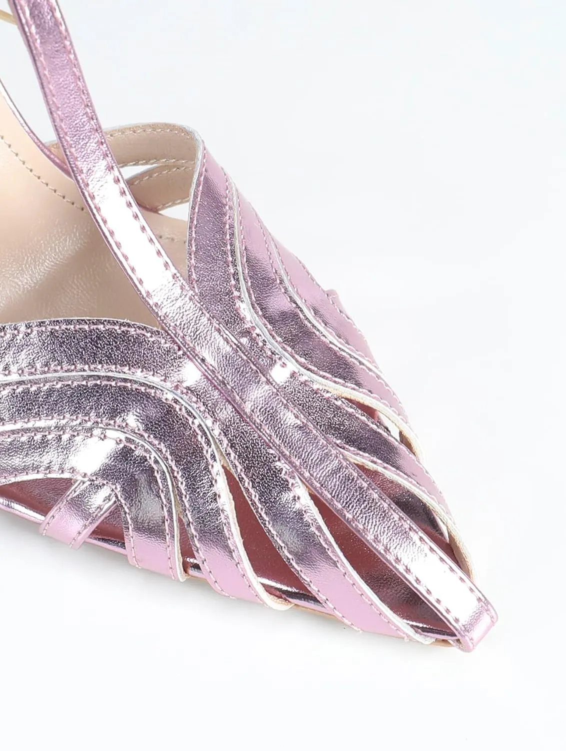 Purple High Heel Sandals for Women, Women's Metallic Crisscross Strap Heels with Double Ankle Buckles, Glamorous Open-Toe Dressy Shoes for Parties, Weddings & Evening Events (US 6-10.5)