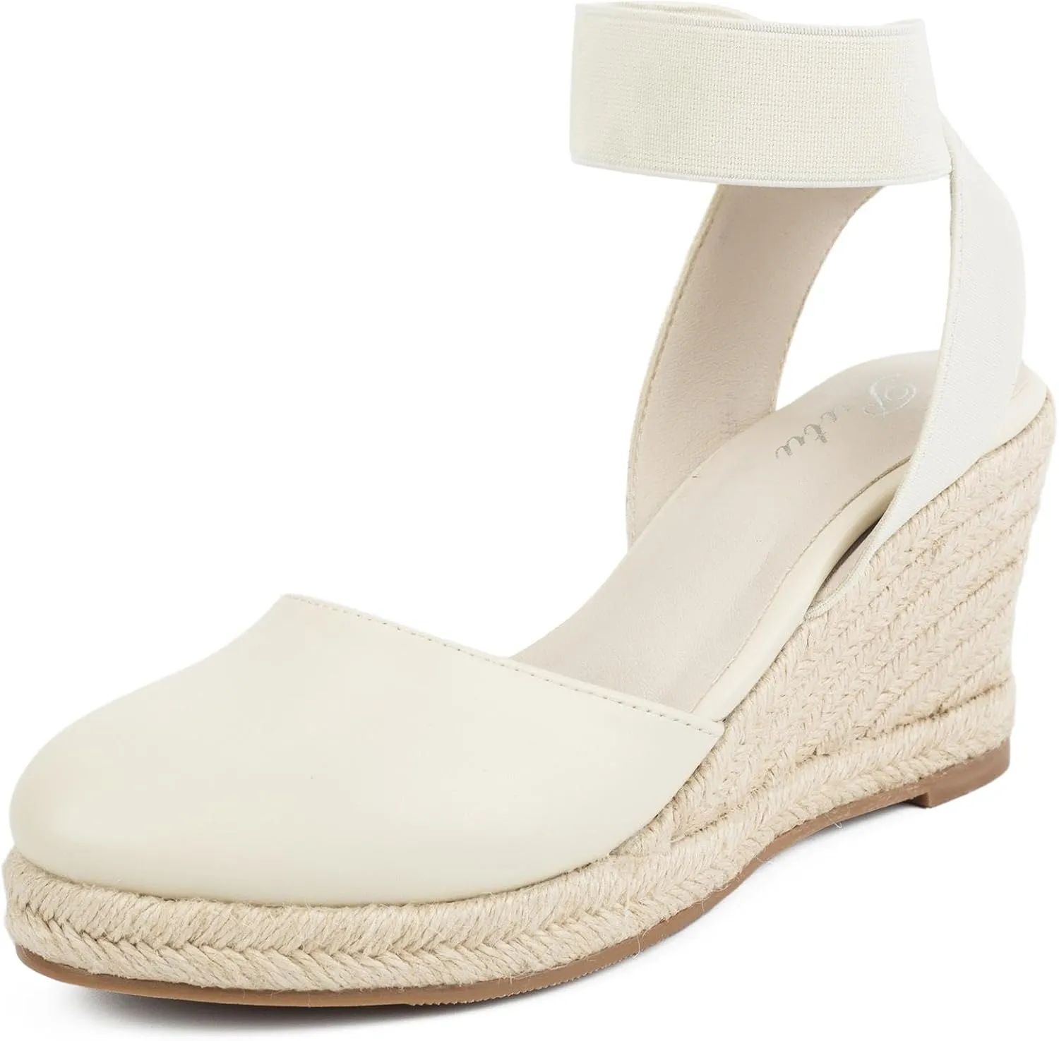 Putu Espadrilles Wedges for Women Closed Toe Wedge Sandals Elastic Ankle Strap Wedge Shoes