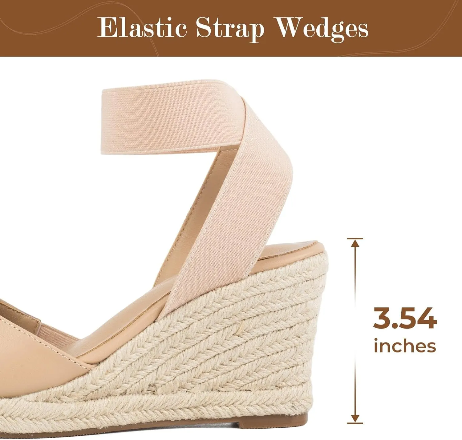 Putu Espadrilles Wedges for Women Closed Toe Wedge Sandals Elastic Ankle Strap Wedge Shoes