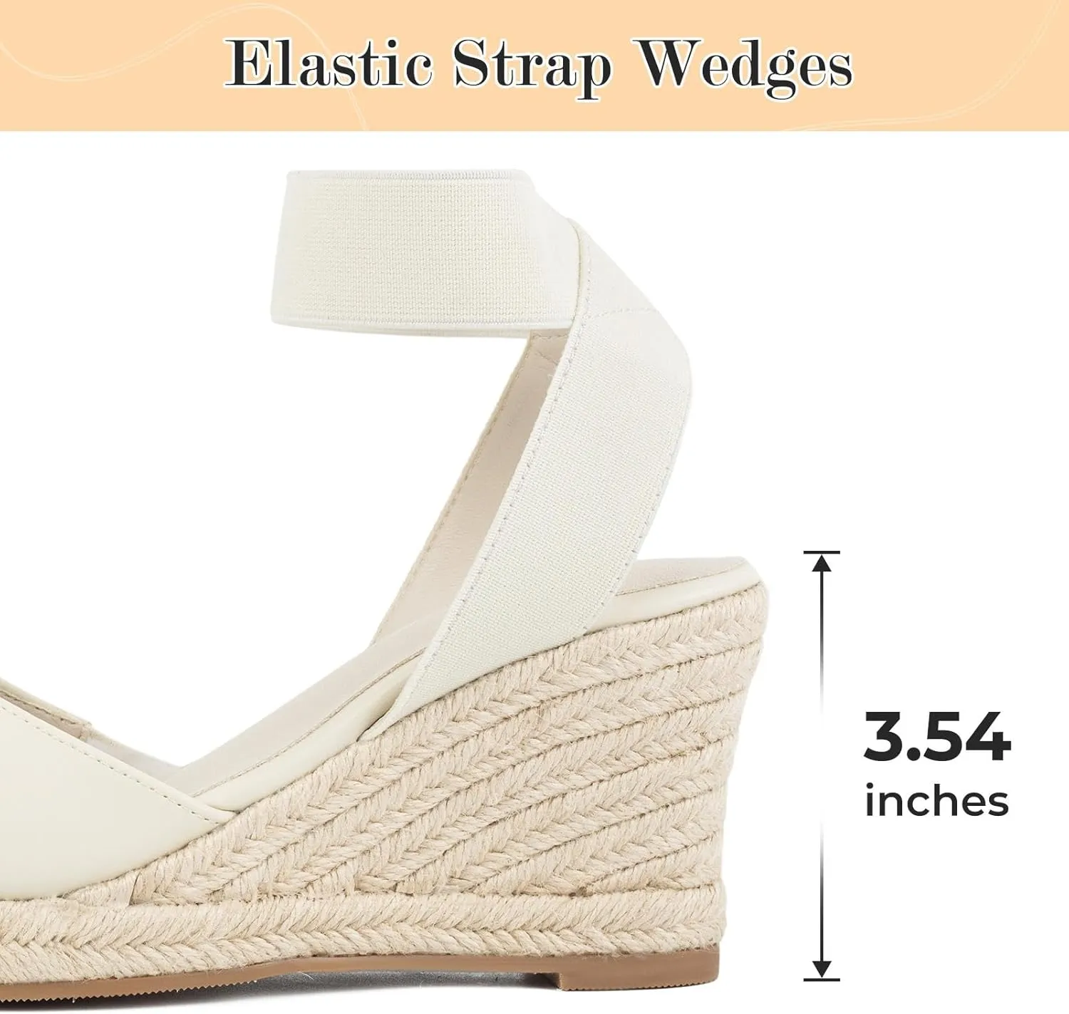 Putu Espadrilles Wedges for Women Closed Toe Wedge Sandals Elastic Ankle Strap Wedge Shoes