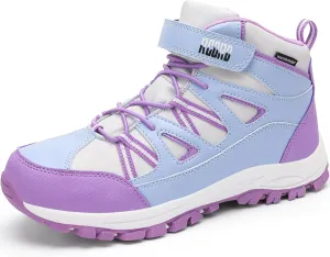 R CORD Girls Hiking Boots Waterproof Durable Kids Hiking Boots TPR Traction Hook&Loop Closure Girls Hiking Boots Anti-Skid Athletic Outdoor Boots
