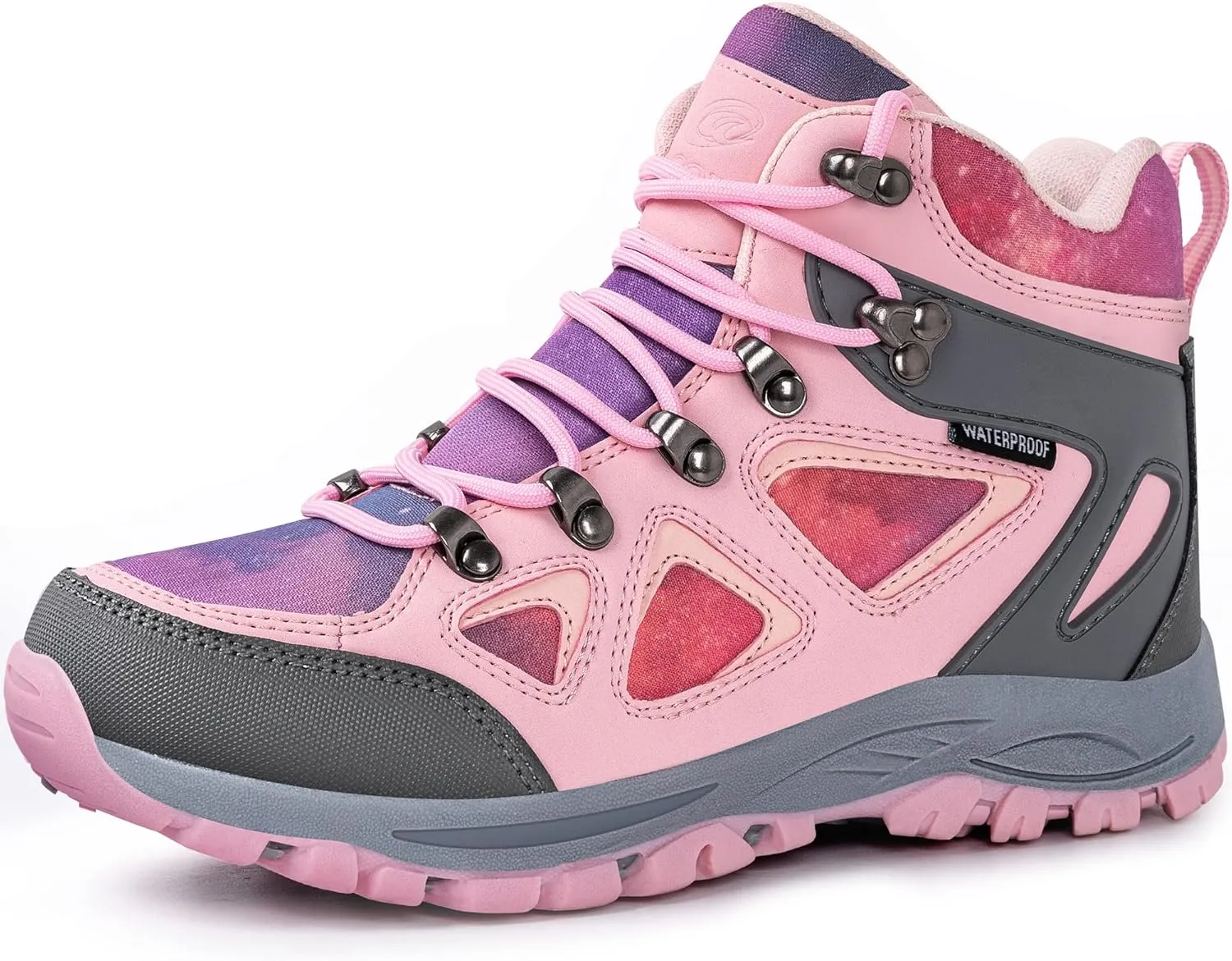 R CORD Kids Hiking Boots Girls Hiking Boots Waterproof Non-Slip for Outdoor Lace-Up Closure Durable TPR Traction Outsole Kids Hiking Shoes