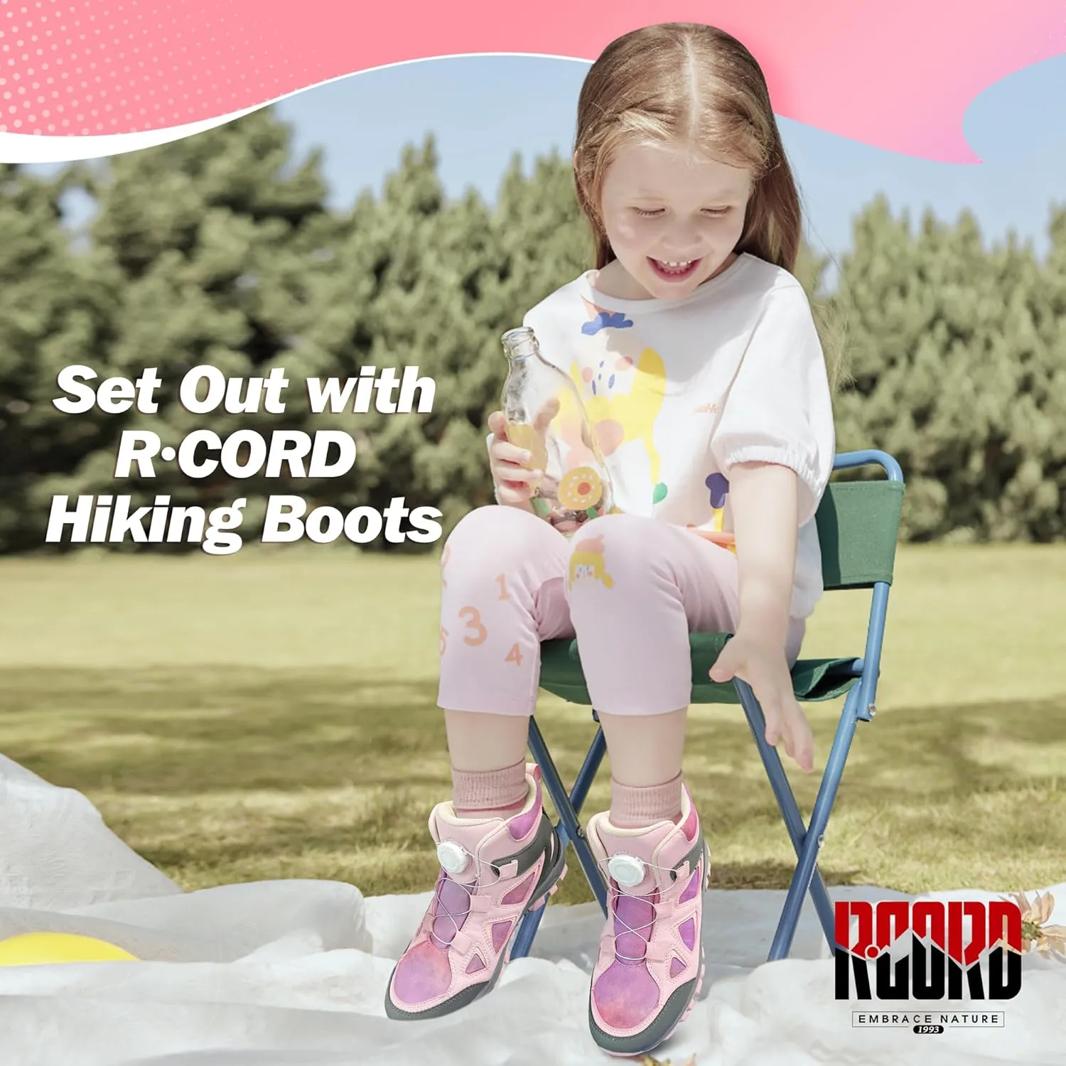 R CORD Kids Hiking Boots Waterproof Durable TPR Traction Outsole Anti-Skid Athletic Lace Up Hiking Shoes for Outdoor Adventure