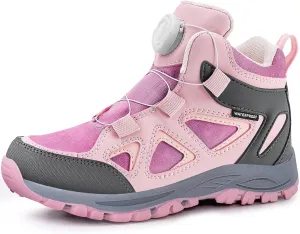 R CORD Kids Hiking Boots Waterproof Durable TPR Traction Outsole Anti-Skid Athletic Lace Up Hiking Shoes for Outdoor Adventure