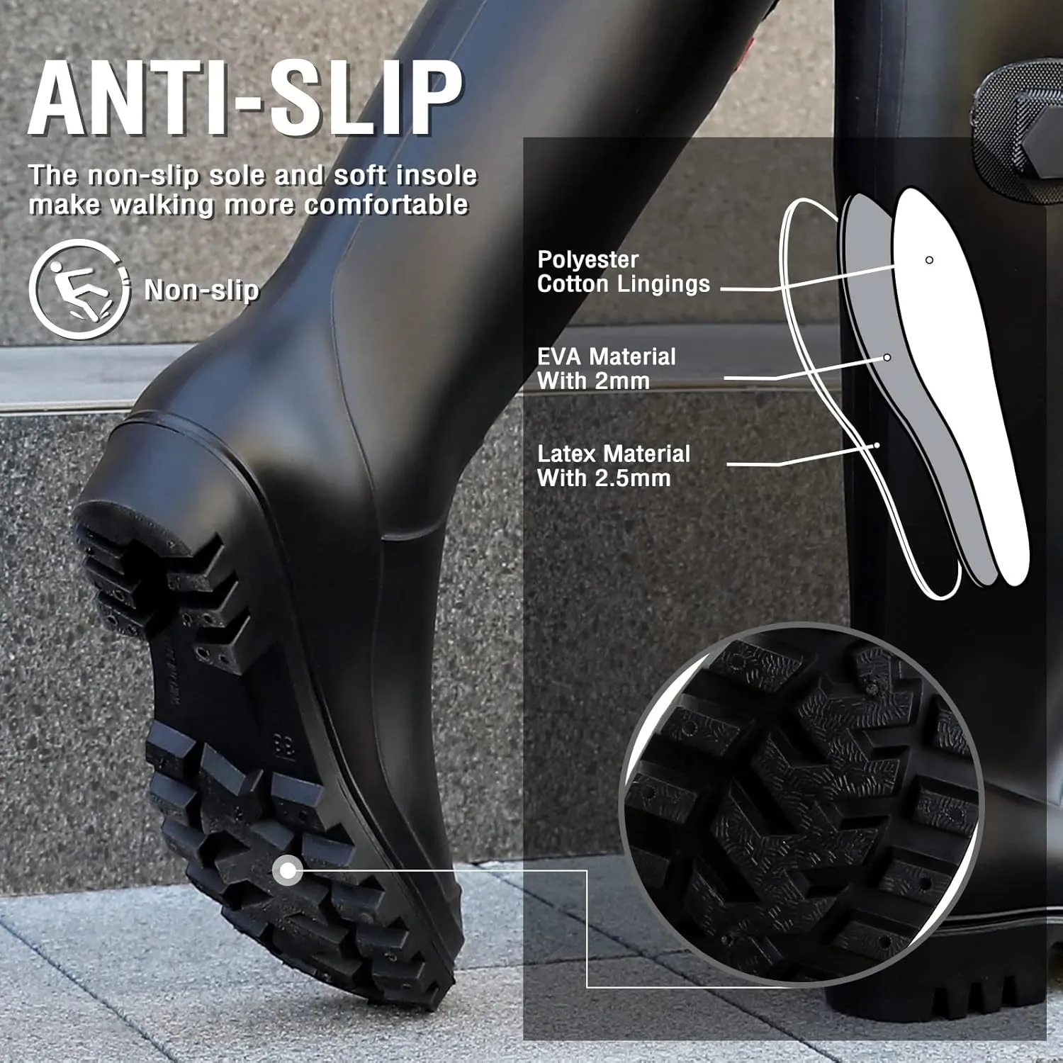 Rain Boots for Women, Waterproof Knee-high Rubber Boots, Comfortable Lightweight Garden Boots Keep Warm Work Tall Fishing Boots for Outdoor