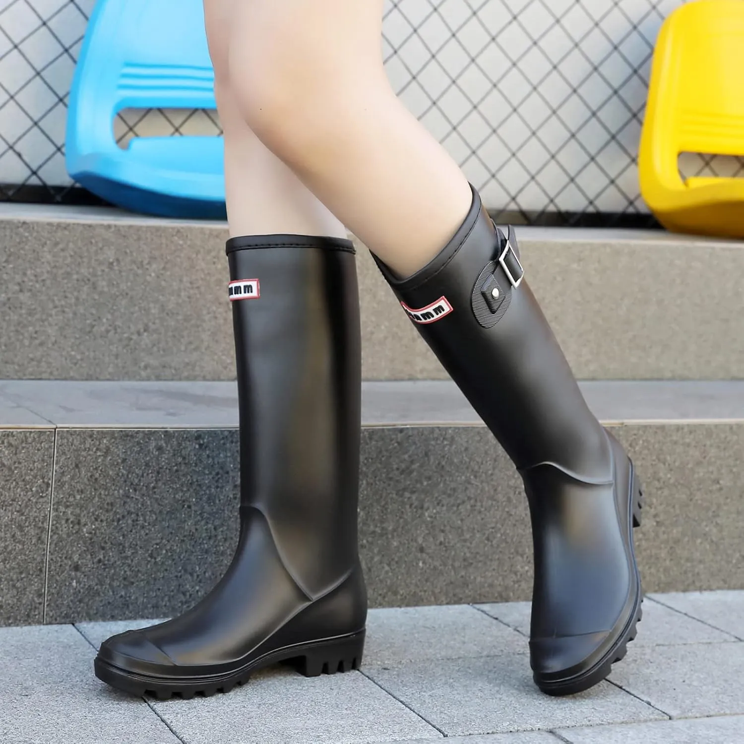 Rain Boots for Women, Waterproof Knee-high Rubber Boots, Comfortable Lightweight Garden Boots Keep Warm Work Tall Fishing Boots for Outdoor
