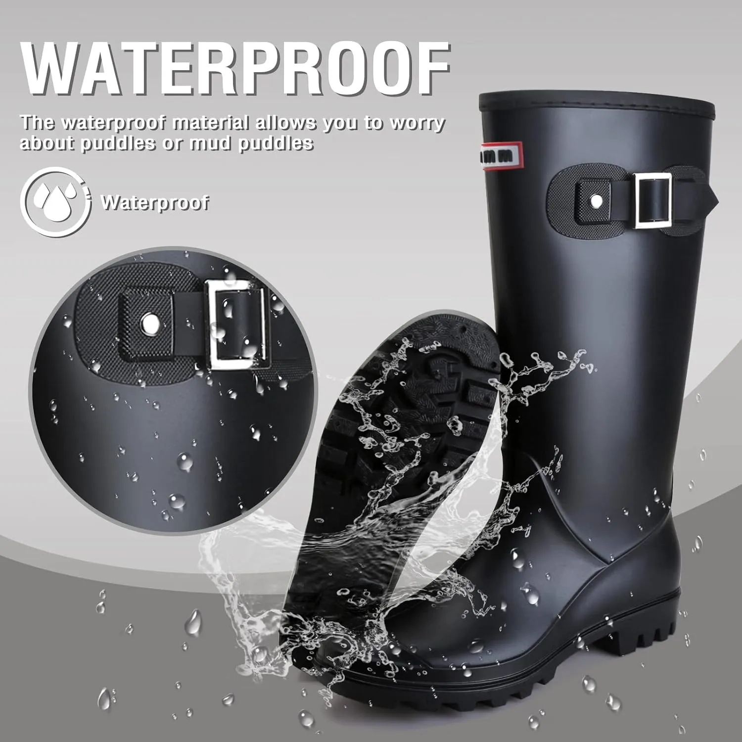 Rain Boots for Women, Waterproof Knee-high Rubber Boots, Comfortable Lightweight Garden Boots Keep Warm Work Tall Fishing Boots for Outdoor