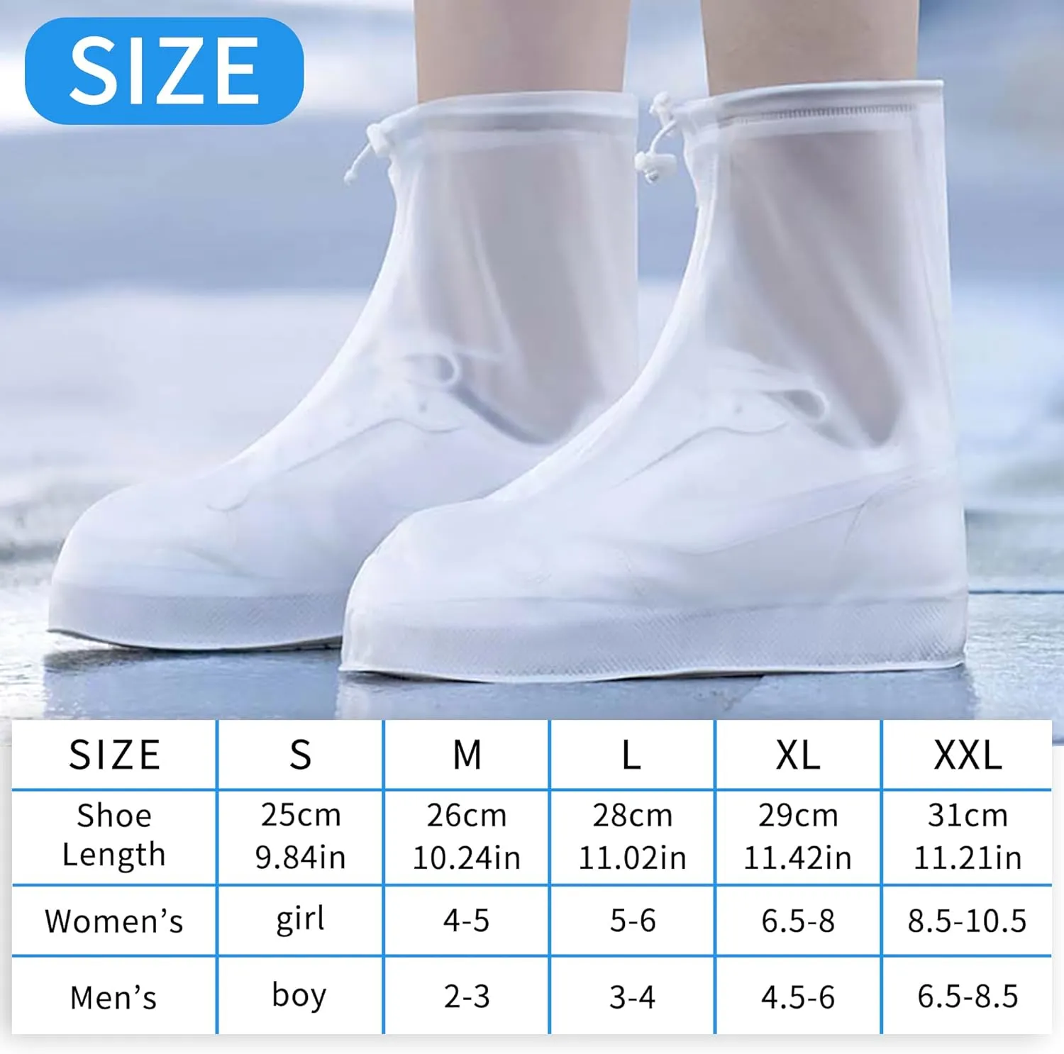 Rain Shoe Covers Waterproof for Men Women Shoe Boots Galoshes Protectors with Zipper Not-Slip Reusable Overshoes for Hiking Climbing Camping Cycling Rainy Day