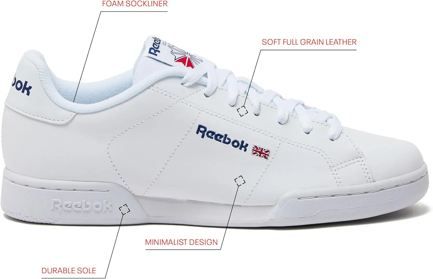 Reebok NPC II Sneakers for Men, Casual Tennis Mens Shoes