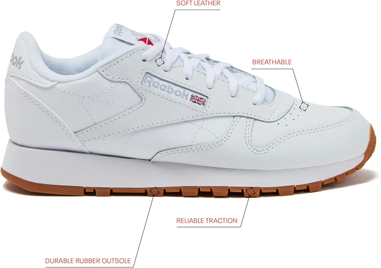 Reebok Unisex-Child Classic Leather Girls & Boys Shoes, Toddler, Little Big Kid Sneakers