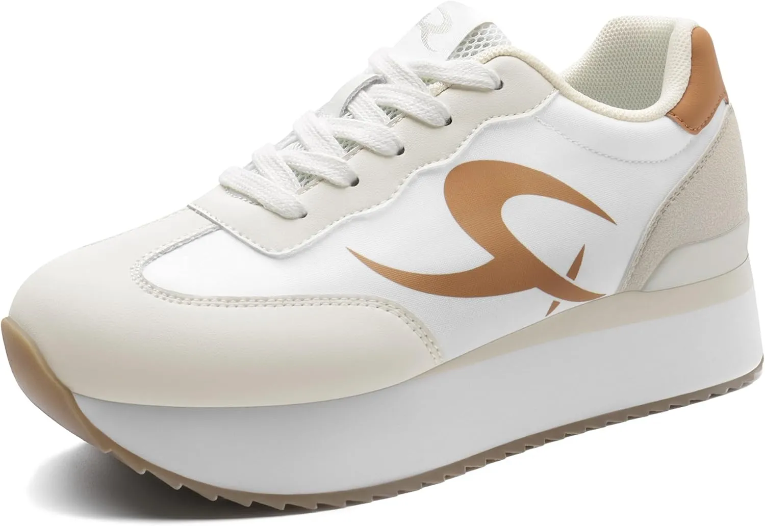 Rihero Women's Platform Sneakers Casual Lace Up Non Slip Tennis Walking Shoes Comfortable Lightweight Chunky Fashion Sneakers