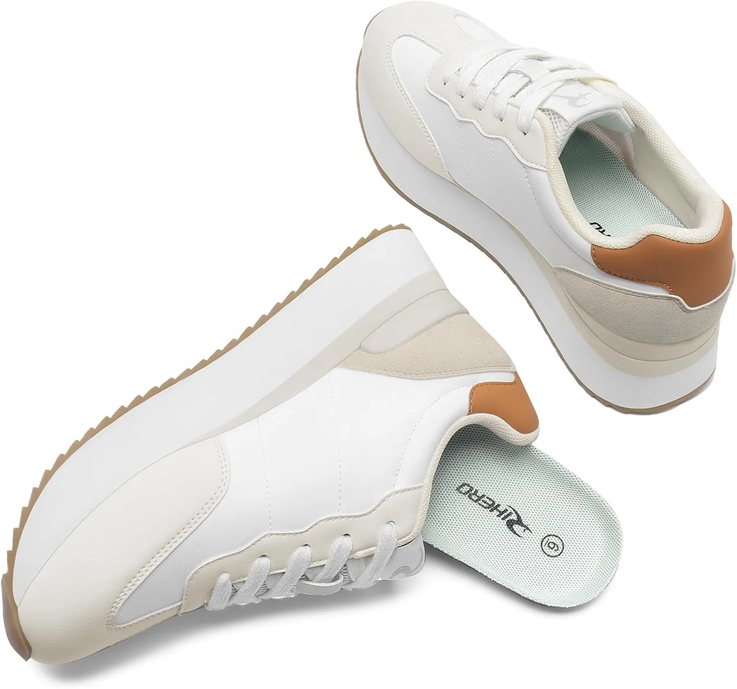 Rihero Women's Platform Sneakers Casual Lace Up Non Slip Tennis Walking Shoes Comfortable Lightweight Chunky Fashion Sneakers