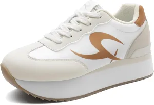 Rihero Women's Platform Sneakers Casual Lace Up Non Slip Tennis Walking Shoes Comfortable Lightweight Chunky Fashion Sneakers