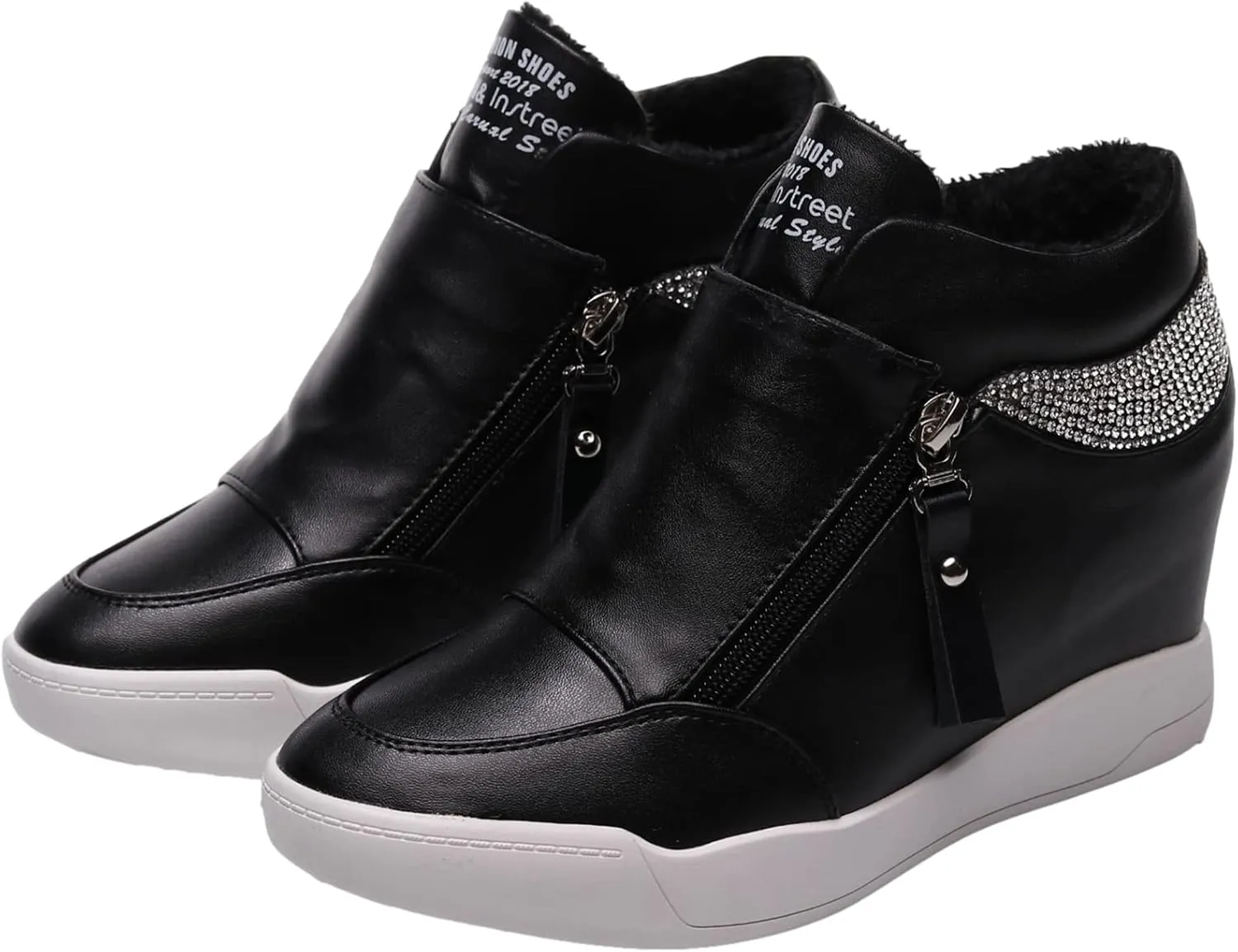 rismart Women's Wedge Platform Bootie Fashion Sneakers