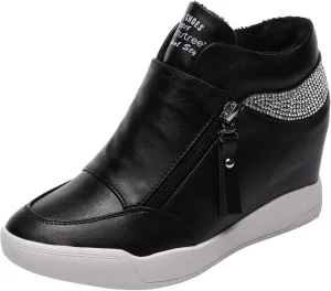 rismart Women's Wedge Platform Bootie Fashion Sneakers