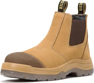 ROCKROOSTER Work Boots for Men, 6 inch Steel Toe, Slip On Safety Leather Chelsea Durable and Comfortable Work Shoes (AK227, AK222)