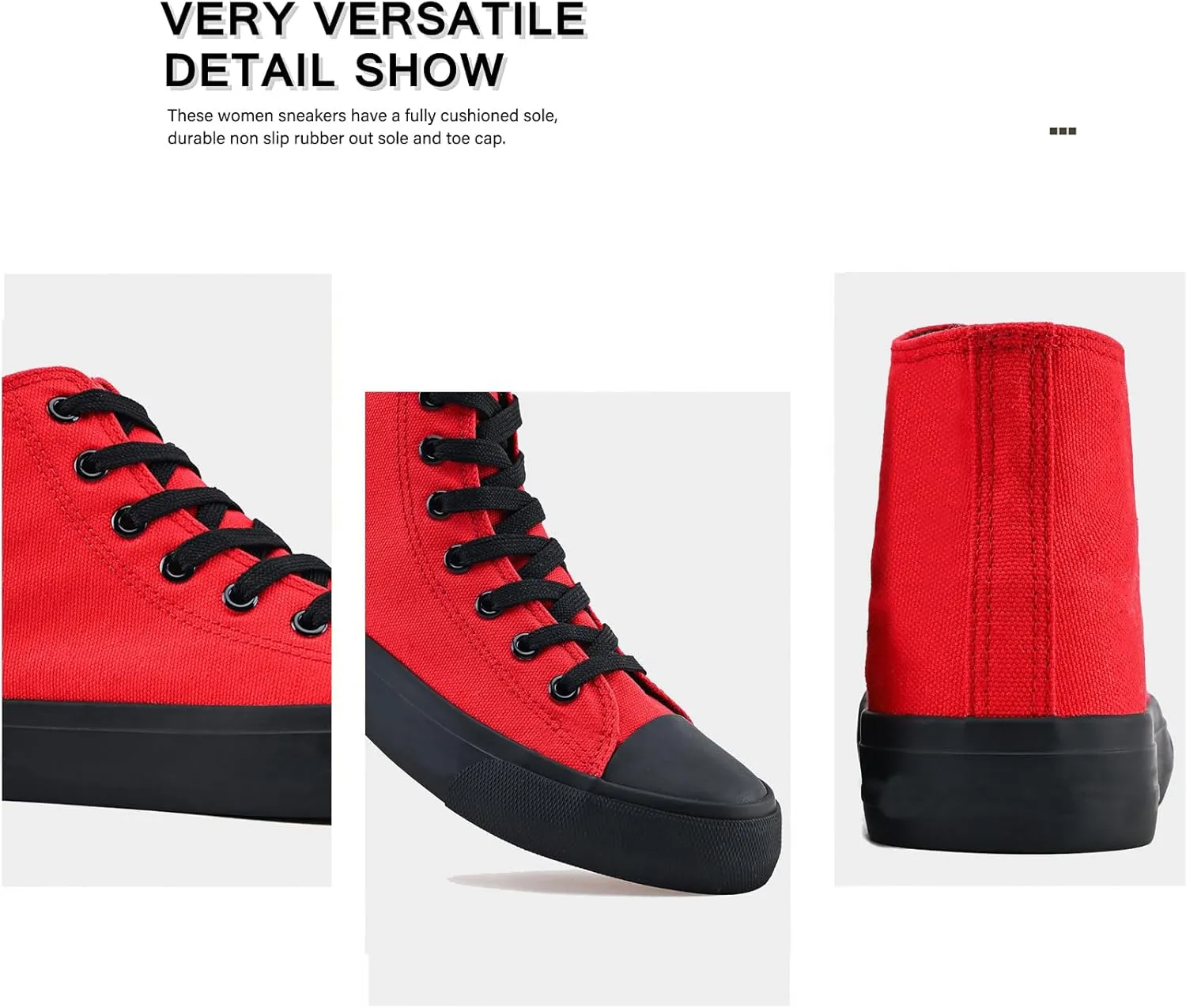 rosyclo Women's High Top Canvas Sneakers Fashion Lace-up Classic Casual Walking Shoes