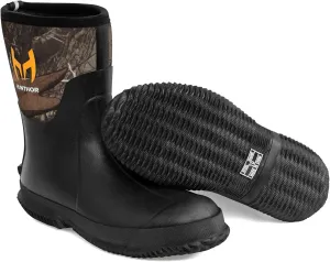 Rubber Boots for Men with Steel Shank, 6mm Neoprene Insulated Rain Boots, Mid Calf Waterproof Rubber Work Boots for Hunting, Gardening, Farming, Fishing