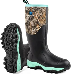 Rubber Boots for Women with Steel Shank, Waterproof Insulated Mud Rain Boots, 6mm Neoprene Anti-slip Outdoor Work Boots, Size 6-11
