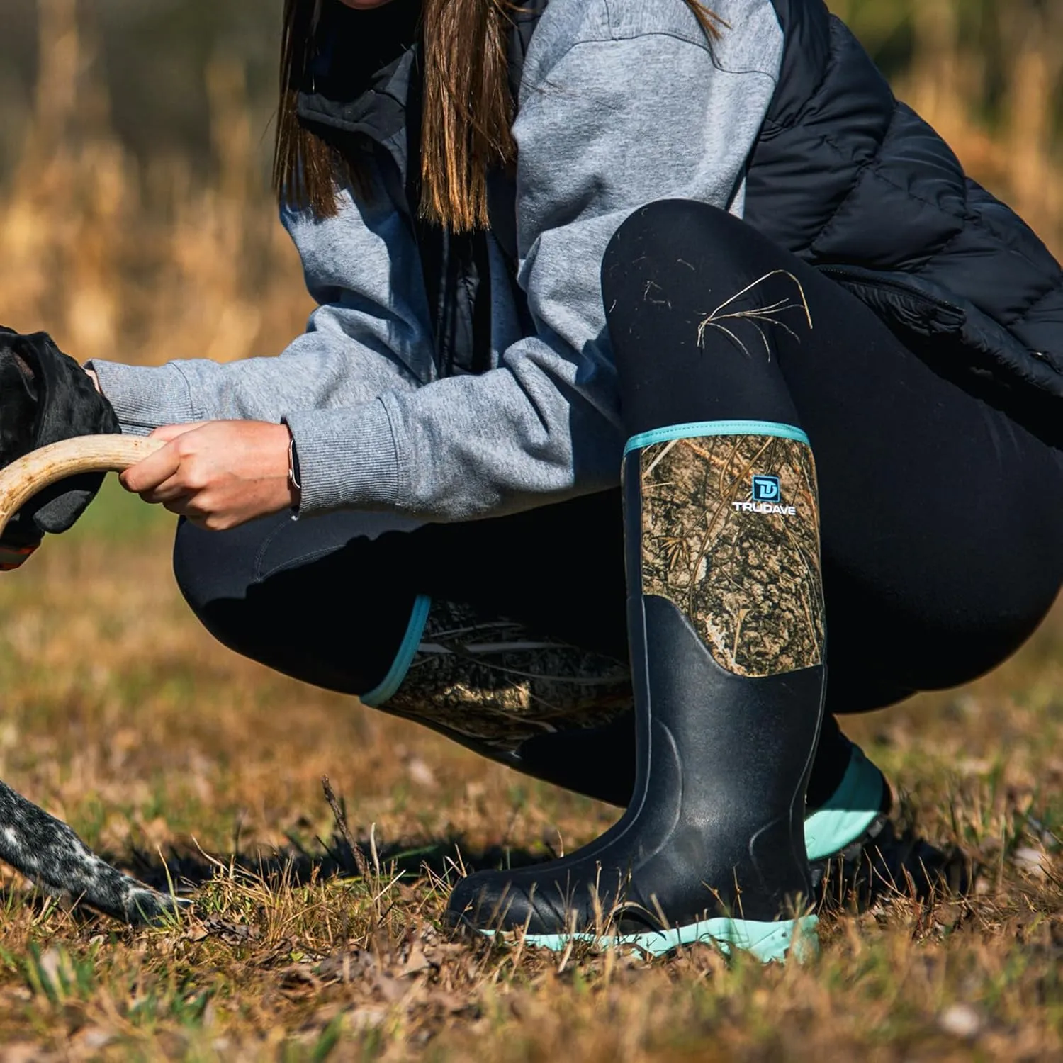 Rubber Boots for Women with Steel Shank, Waterproof Insulated Mud Rain Boots, 6mm Neoprene Anti-slip Outdoor Work Boots, Size 6-11