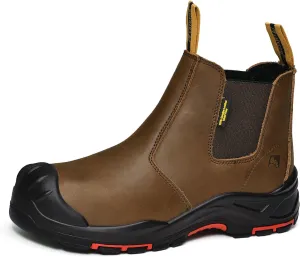 SAFETOE Mens Work Boots Composite Toe Chelsea Safety Boots Slip On Cow Leather Waterproof Lightweight Working Boots